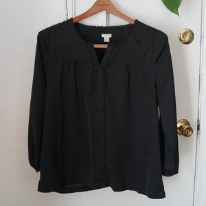 J Crew peasant blouse with mini pom-pom trim